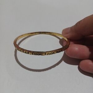 Gold Print Wish Letter Bracelet Be Free Spirited Live Love and Laugh